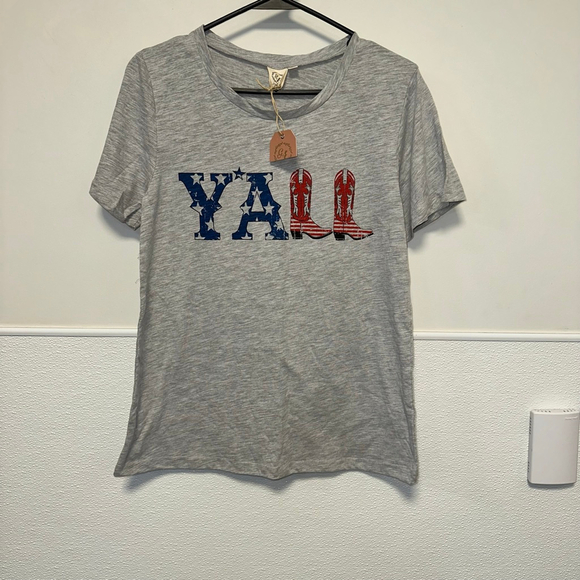 Grace & Emma Tops - Grace & Emma T-shirt Size S Gray Y'all Boots Graphic Women’s Western NWT NEW